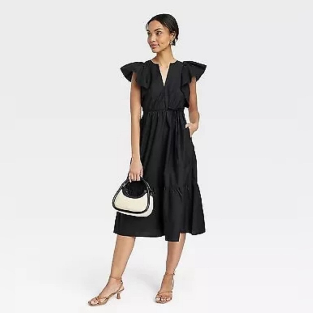 NEW $55 A New Day V-Neck Flutter Sleeve Dress